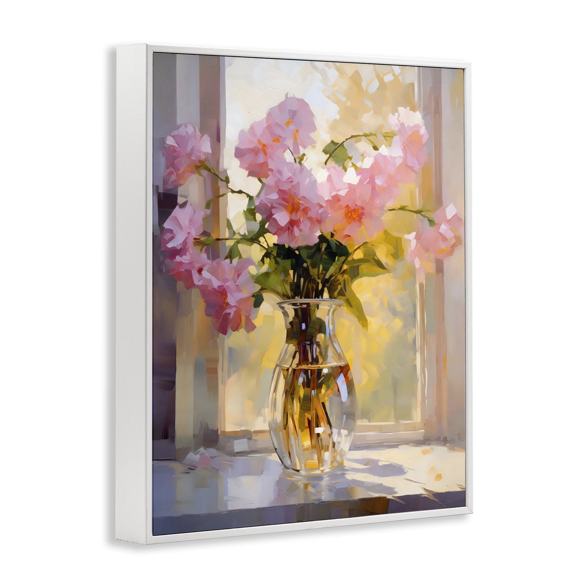 Stupell Industries Pink Flowers in Sunlit Vase White Framed Giclee Art, design by Creative Studio