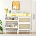 thumbnail image 2 of LED Shoe Cabinet with 2 Flip Drawers, Wood 20Pair Shoe Storage Cabinet with Lights for Entryway, Modern Shoe Rack Organizer for Living Room, Rattan Door Design, White, 2 of 10