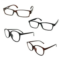 4 Pack Reading Glasses Men Women Unisex Readers Square Rectangle Round Frame  3.75