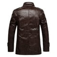 thumbnail image 4 of DeHolifer Men's Outwear Jacket Stand Collar Long Sleeve Solid Color PU Button Jacket Winter Coat for Men Coffee L, 4 of 5