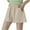 Khaki, variant on Fengqque Women's Pants Summer Solid Color Stretch Beach Shorts Large Size Cotton Linen Pants Summer Loose Solid Color Shorts S-4XL