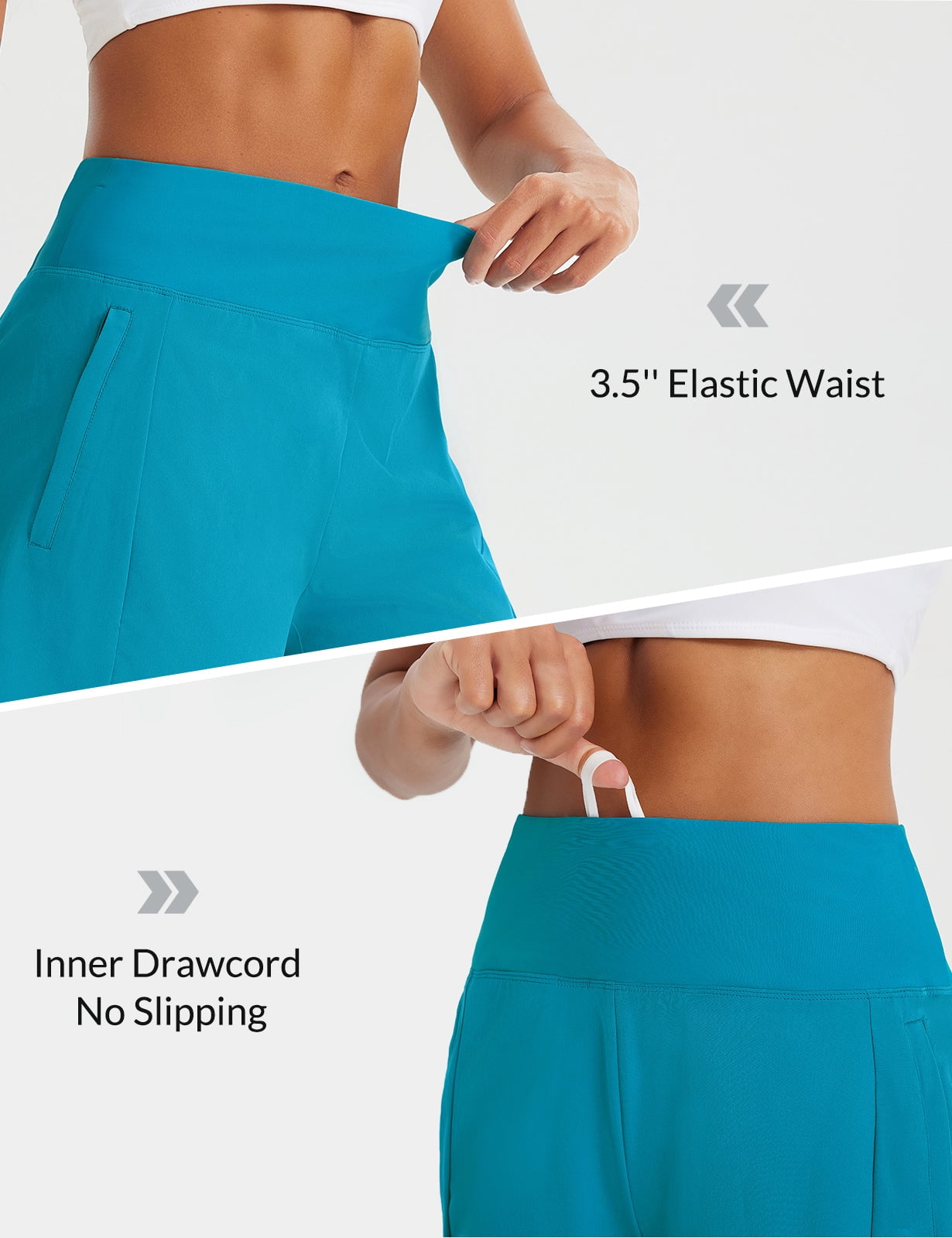 BALEAF Women's Swim Shorts High Waisted Quick Dry 5'' Modest Swimsuits Bottoms Tummy Control Boxer Liner Board Shorts with Zipper Pockets Aqua Blue 2XL