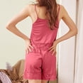 thumbnail image 4 of ylioge 2 Piece Satin Pajama Sets for Women Lace Splice Sleeveless Tank Tops Wide Leg Shorts Trendy Solid Color Soft Homewear Sleepwear Pajamas Outfits, 4 of 7