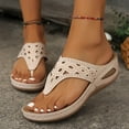 thumbnail image 2 of Povozer Sandals for Women Flip Flops Retro Hollow out T-strap Thong Sandals(White,7.5), 2 of 6