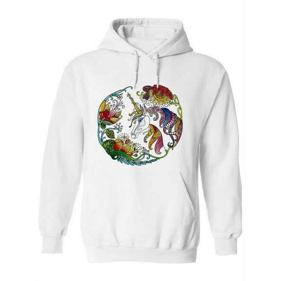 Unicorn With Ornamental Flowers  Hoodie Women -Image by Shutterstock, Female 3X-Large