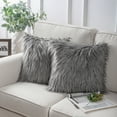 thumbnail image 2 of Holiday Deal Selection Phantoscope Plush Faux Fur Decorative Throw Pillow Cover for Bed and Couch, 18" x 18", Gray, 2 Pack, 2 of 3