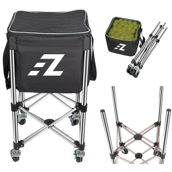 EZ Sports Adjustable Tennis Pickled Ball Premium Hopper Carry Bag Case with ABS Rolling Wheels