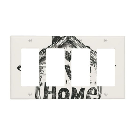 Love Home Switch Cover Decorative Wall Plate / 4-Gang 4-Decor / Standard Size 4.5x8 in
