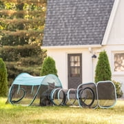 Kitty City Two-Way Cat Tunnel with Cubes, Mesh Pop-Open Playset for Indoor & Outdoor Use, Black & Teal,