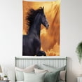 thumbnail image 4 of Horses Tapestry, Portrait of Galloping Friesian Horse with Hot Sun Rays Intensity Honor Grace Theme, Wall Hanging for Bedroom Living Room Dorm Decor, 40W X 60L Inches, Black Orange, by Ambesonne, 4 of 5