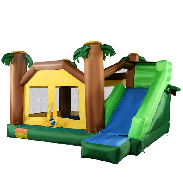 costway inflatable moonwalk slide bounce house with storage bag