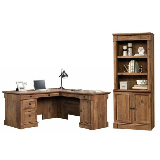 Palladia 2 Piece L Shaped Computer Desk And 3 Shelf Bookcase Set