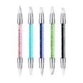 thumbnail image 2 of 5 Pcs Silicone Nail Tools Dual Tipped Nail Art Sculpture Pen Rhinestone Nail Polish Carving Pen Rubber Tip Nail Brushes for Mirror Powder Sculpting Sticker Transfer, DIY Home Salon Nail Art Supplies, 2 of 6