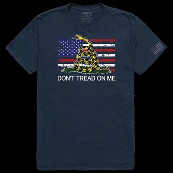 Flag with Gadsden Tactical Graphic Tee Shirt, Navy - 2XL