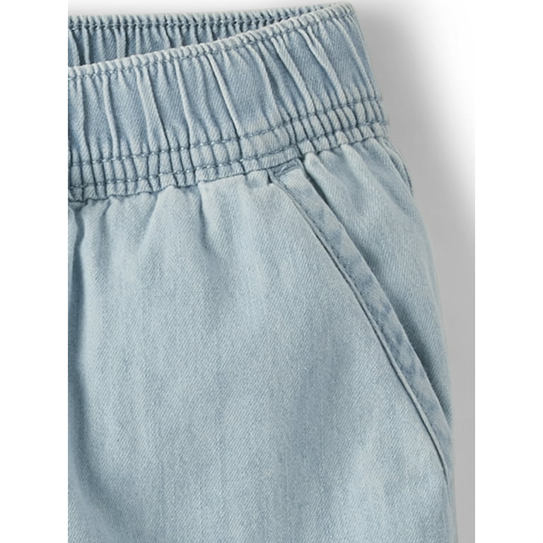 The Children's Place Girls Chambray Solid Pull-on Elasticized Waistband  with Non-Functional Bow Beach Pant, Sizes 4-16