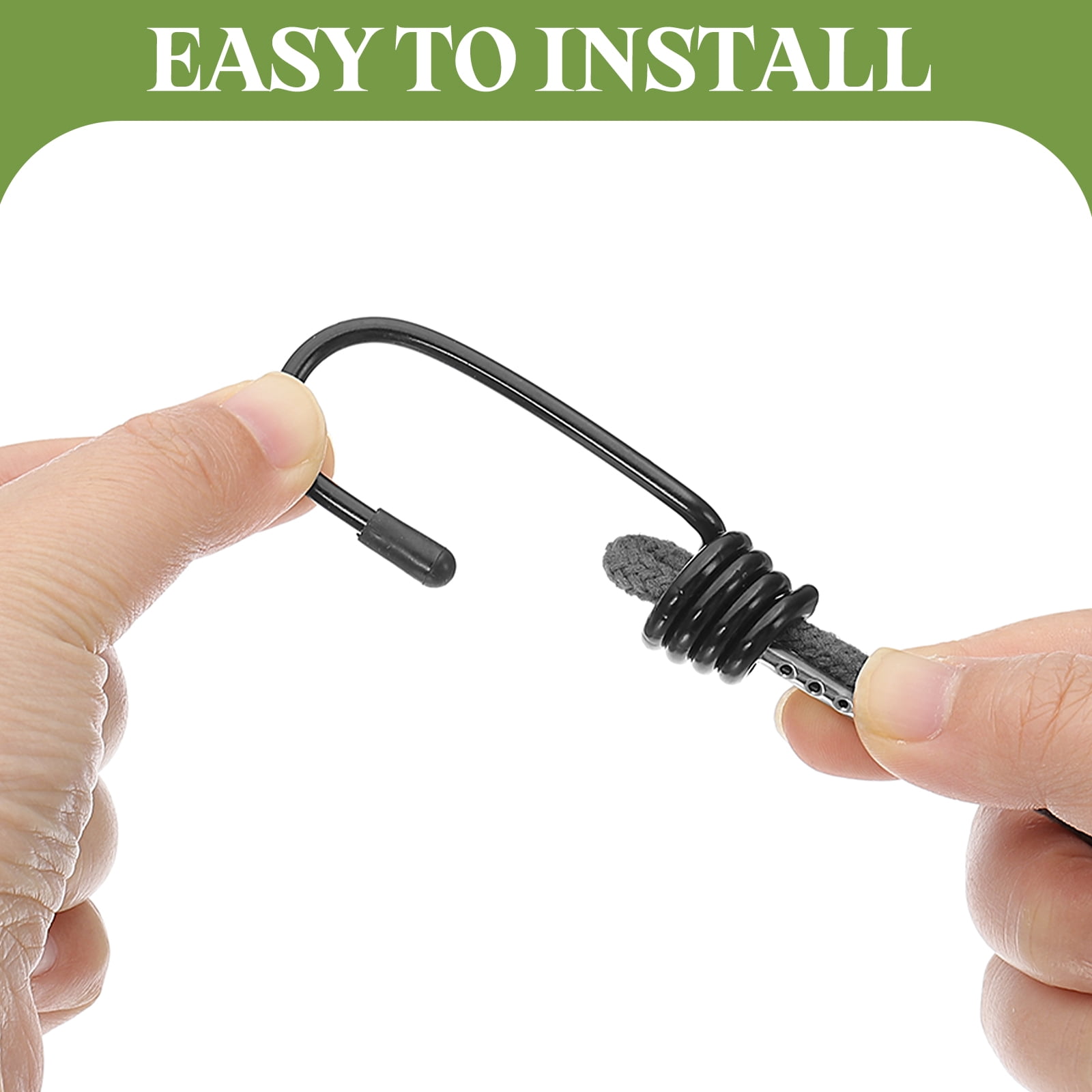 3/8"(9mm) Bungee Cord Hooks, Heavy Bungee Shock Cord Hook Spiral Wire Hooks End, Black 20 Pcs