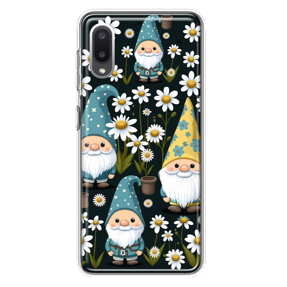 MUNDAZE Samsung Galaxy A02 Cute White Daisies Gnomes Flowers Floral Double Layer Phone Case Cover