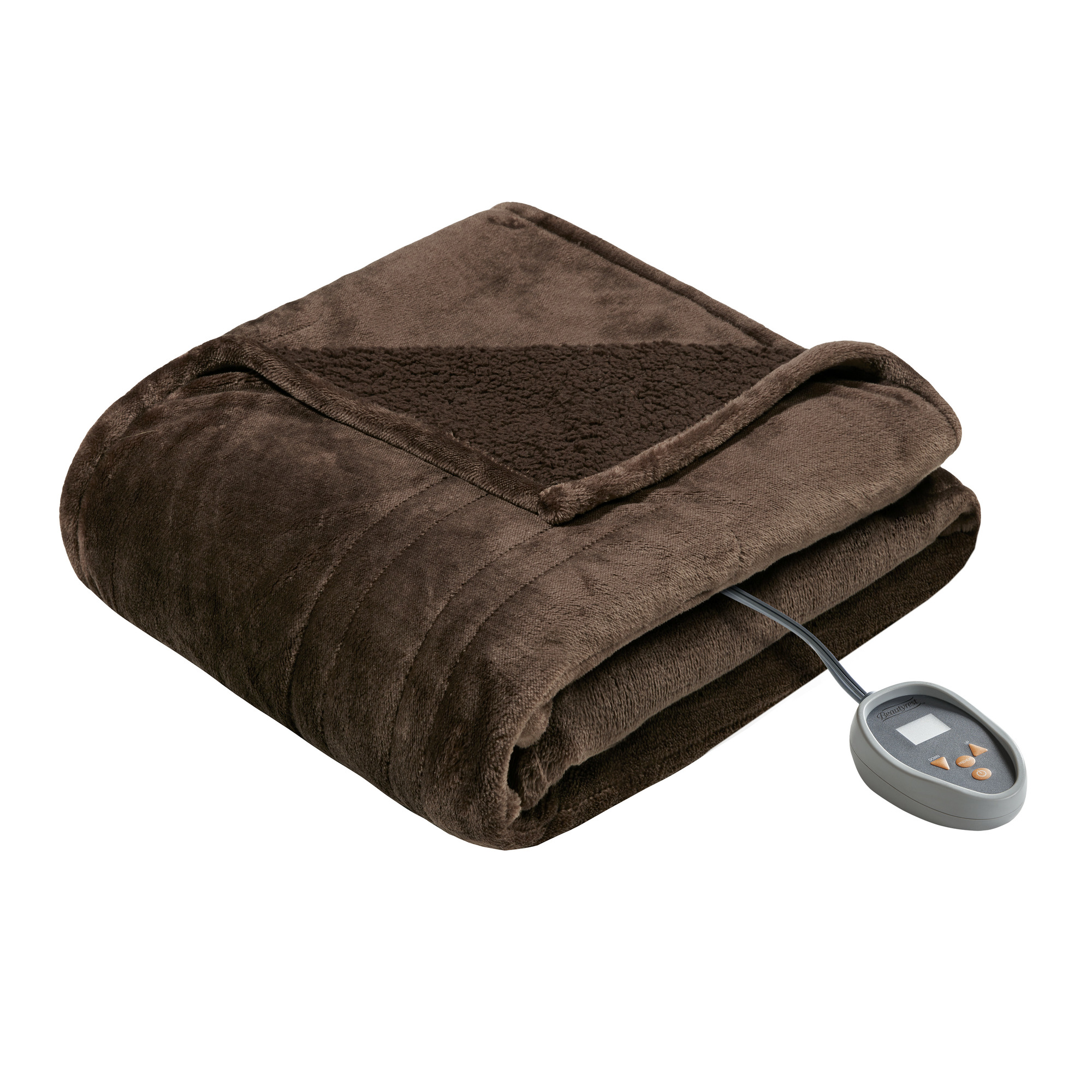 Beautyrest Heated Microlight to Berber Solid Blanket, King, Chocolate - image 5 of 10