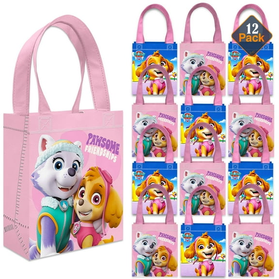 Paw Patrol Skye Party Favor Bags Set – 12 Pack 8" Skye Goodie Bags for Kids Bulk Reusable Mini Totes | Paw Patrol Birthday Party Supplies for Girls