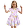 thumbnail image 2 of Easter Dress for Girls Puff Sleeves Cute Rabbit & Eggs Print Crew Neck Dress Color Light Purple Size 6-7 Years, 2 of 4