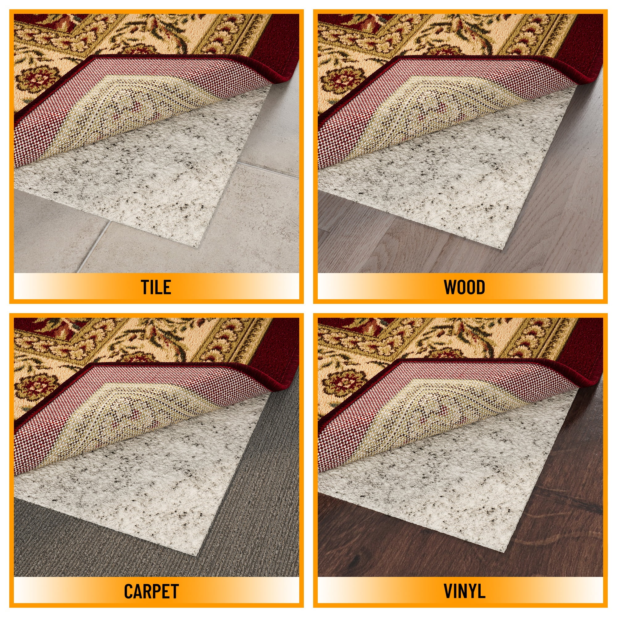 Ottomanson Non-Slip Rug Pad Grip 3x8 Felt 1/8 Thick for Any Flooring Surface, 2'7" x 8', Beige