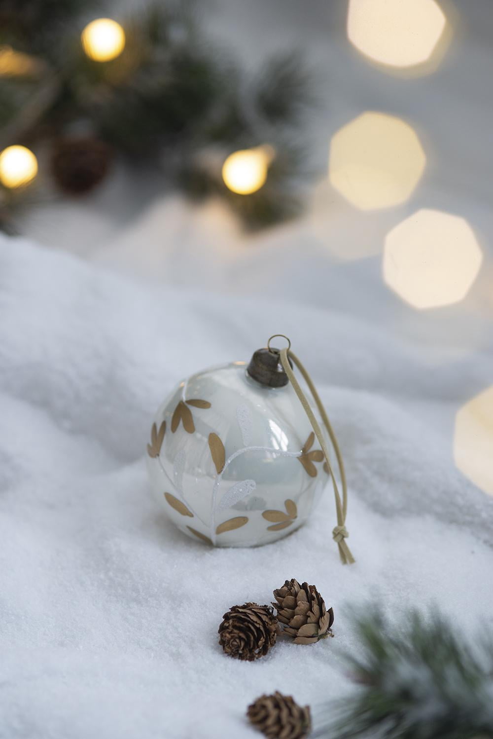 Set of 12 Glass Christmas Ball Ornaments with Glitter and Painting Design by Riccardo Tree Decor