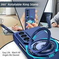 thumbnail image 3 of Magnetic Case for Samsung Galaxy Z Fold 4 Case with Kickstand & Ring Holder, [Compatible with MagSafe Charging] Slim Ultra PC Back Scratch-Resistant Military Grade Shockproof Case, Blue, 3 of 14