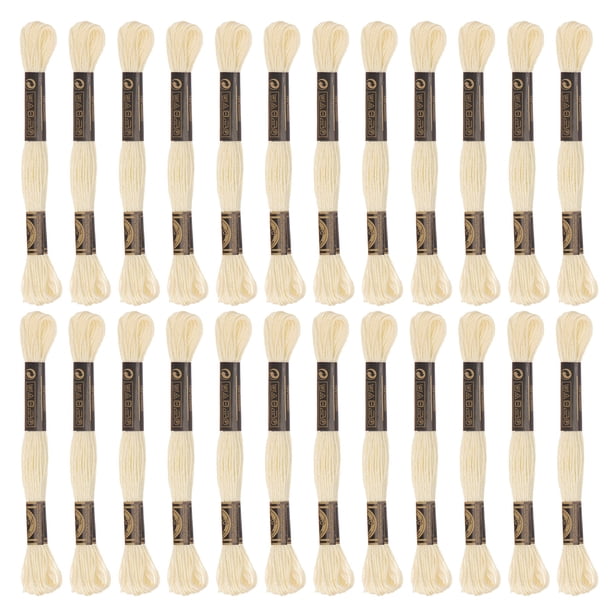 Uxcell 24 madejas de hilo de bordado de 8.75 yardas cada una, hilo de algodón de fibra larga, color crema