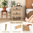 thumbnail image 6 of Costway 1 PCS Modern Nightstand End Bedside Table with 2 Rattan Drawers & Solid Wood Legs Natural, 6 of 10