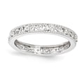 thumbnail image 1 of Solid 925 Sterling Silver Stackable Expressions White Simulated Topaz Ring (3mm) - Size 8, 1 of 3