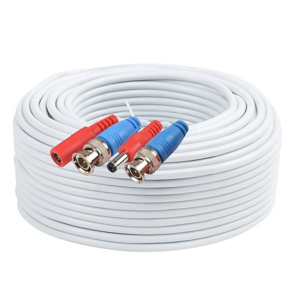 Video 60 Feet BNC Video Power Cable Wire 2MP  Video Security Camera Wire with Connectors for CCTV Camera DVR System