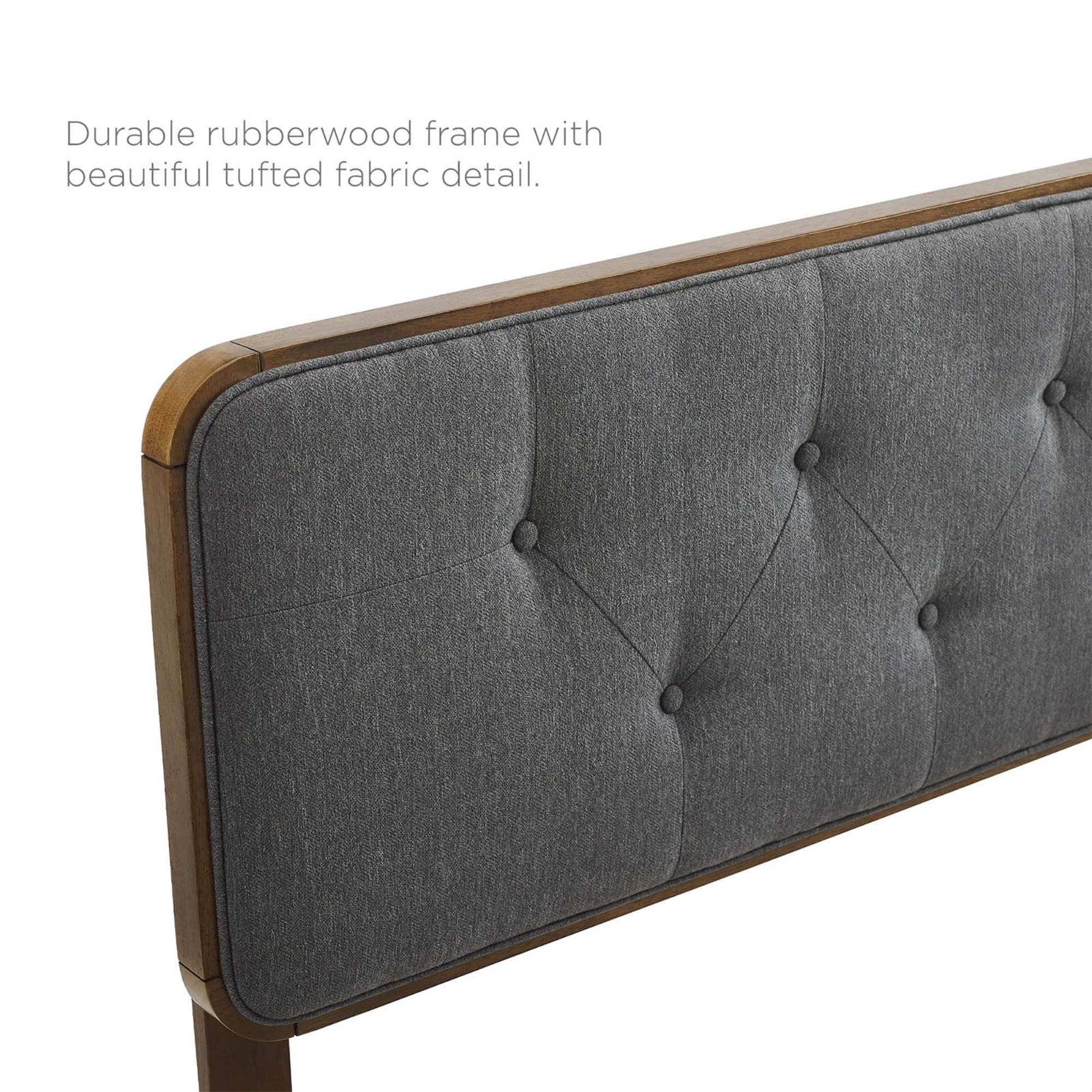 Ergode Collins Tufted Full Fabric and Wood Headboard - Walnut Charcoal