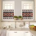 thumbnail image 4 of Abstract Stripes Kitchen Curtains Valance and Tier Set Black Orange Aztec Native Tribal Stripes Linen Texture Short Curtains for Small Window 3 Pieces Set for Bedroom Cafe (54" x 18"+27" x 24"), 4 of 7