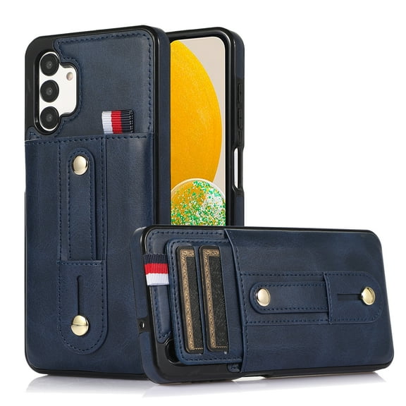 for Samsung Galaxy A14 5G Case Wallet with Slide Credit Card Holder, Flip Premium PU Leather Hidden Kickstand Classic Retro Heavy Duty Protective Cover for Samsung Galaxy A14 5G,Blue