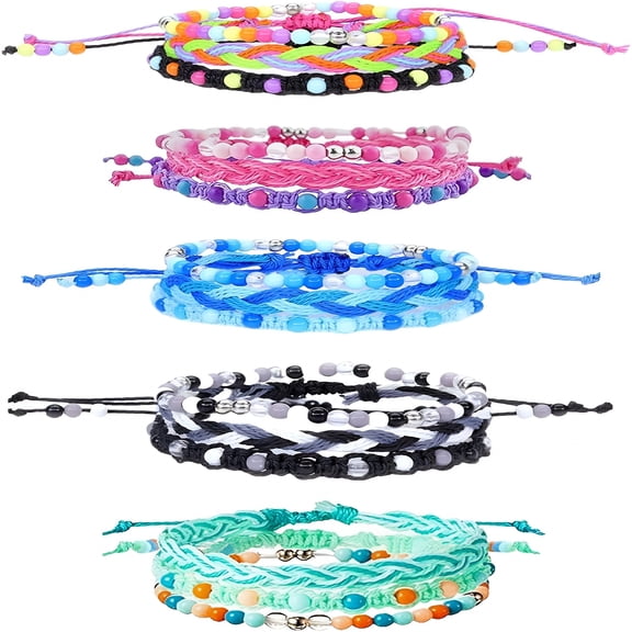 DESIGNICE 15Pcs Braided Beaded Friendship Bracelets for Teens Girls Handmade Stackable Woven Cute Girls Bracelets Teenager Birthday Party Favors