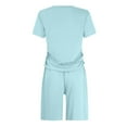 thumbnail image 5 of MSJUHEG 2 Piece Summer Sets for Women Short Set Sleep Sets for Women Linen Shorts for Women Summer Outfits for Women 2025 2 Piece Short Sets for Women Plus Size Lounge Sets for Women Blue 2XL, 5 of 6