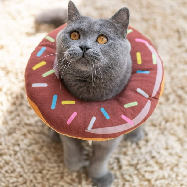 Damaie Adjustable Donut Cat Recovery Collar Soft Cone For Cat Elizabethan Collar After Surgery Brown M Brown M