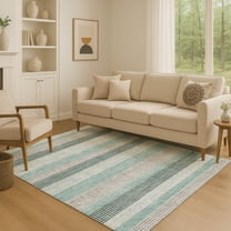 Addison Rugs Mayfield Premium Machine Washable Transitional Stripes Teal Rectangle Rug, 10' x 14'