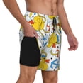 thumbnail image 3 of Picia Ducks and Anchors pattern Mens Swim Trunks with Compression Liner Stretch Beach Shorts Quick Dry with Zipper Pockets No-Chafing Board Shorts-3X-Large, 3 of 9