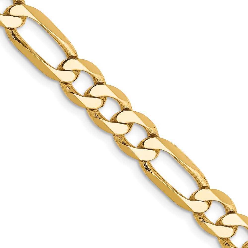 14k Solid Gold 6.25mm Flat Figaro Chain 