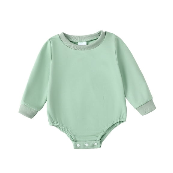 Kucnuzki Newborn Baby Girl Clothes 0 Months Fall Winter Bodysuit 3 Months Long Sleeve Solid Color Romper Bodysuit Green