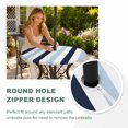 thumbnail image 4 of Round Outdoor Tablecloth with Umbrella Hole and Zipper, Navy Blue Aqua Striped Tablecloth with Elastic Waterproof, Farmhouse Stripe Art Patio Table Covers for 36" - 44" Picnic Pool Tables, 4 of 9