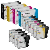 LD Compatible Replacement 10PK LC61 Black & Color Ink Set for Brother DCP-165C DCP-585 DCP375