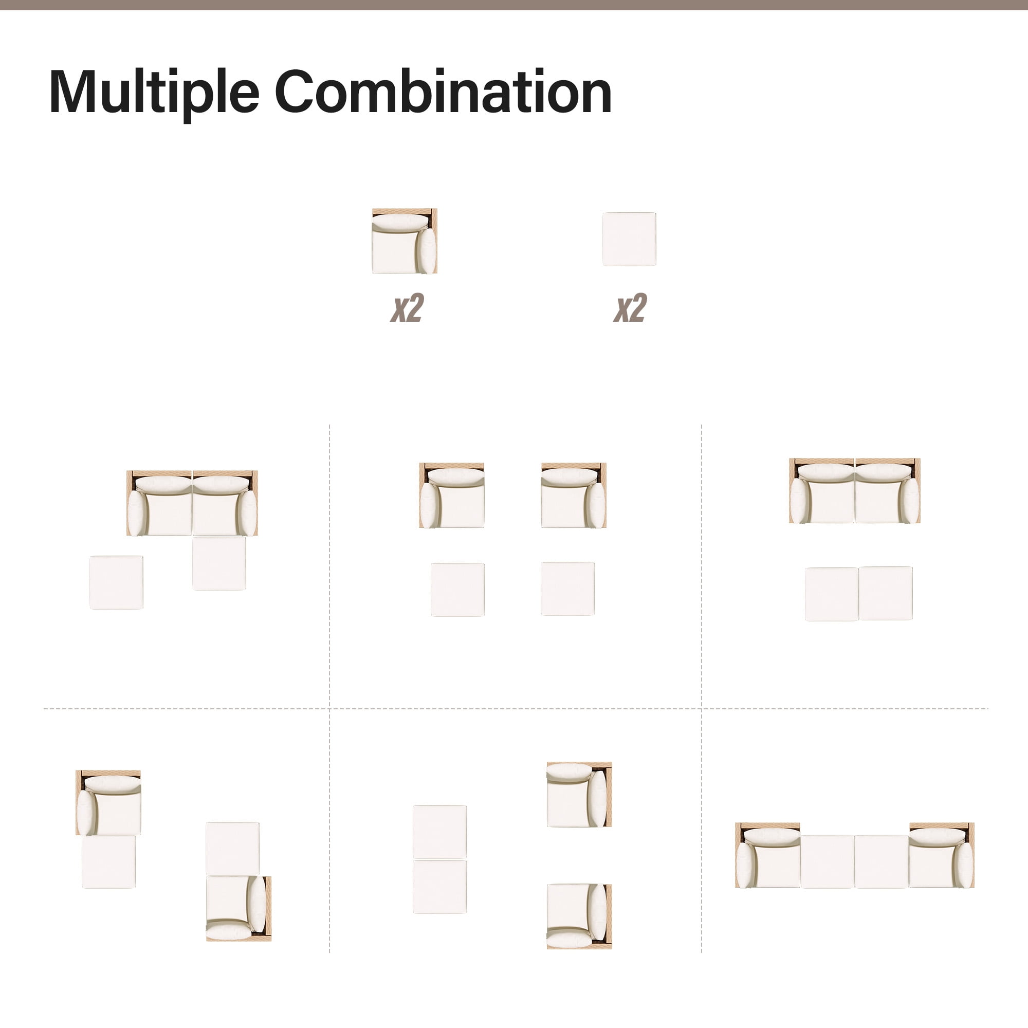 LAUSAINT HOME 4 Pieces Outdoor Furniture Set, Patio Rattan Wicker Sectionals with 2 Chairs and 2 Ottomans, Beige Cushions