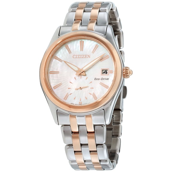 Citizen Women's Eco-Drive Corso Two-Tone Mother of Pearl Dial Stainless Steel Watch EV1036-51Y