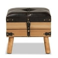 thumbnail image 4 of Baxton Studio Amena Rustic Transitional Dark Brown PU Leather Upholstered and Oak Finished Wood Small Storage Ottoman, 4 of 11