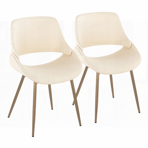 "Set of 2 Fabrico Contemporary Accent Chairs - Metal & Faux Leather"