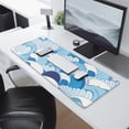 thumbnail image 2 of "Large Gaming Mouse Pad with Japanese Wave Design, Non-Slip Rubber Base, Stitched Edges - Size XL 31.5 x 11.8 inches", 2 of 7