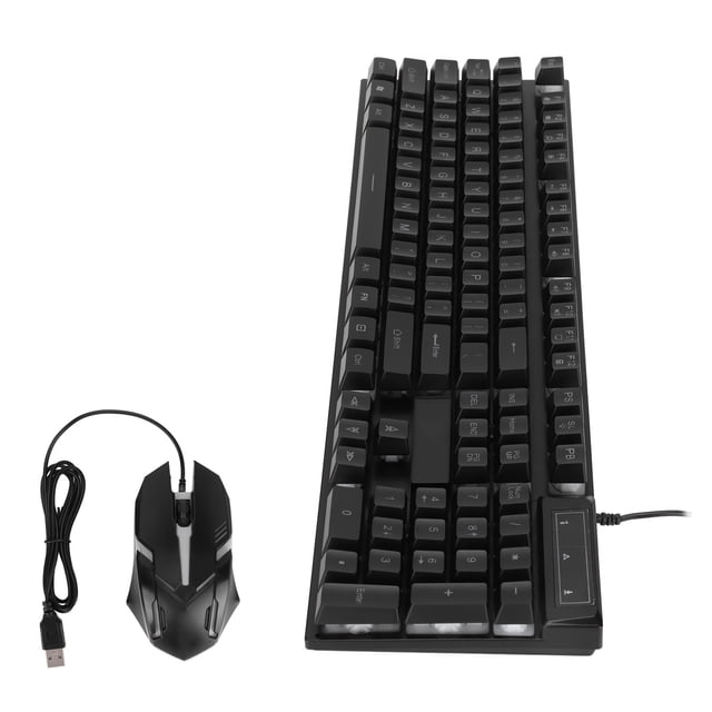 Gaming Mouse And Keyboard, Ergonomic Design Keyboard And Mouse Gaming Waterproof Keycap For Office For Home D500 Black Set