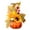 Style A, variant on Hand-Blown Pumpkin with Artificial Flower Decoration Collectible Figurine, Pumpkin Decor for Fall Harvest Halloween Thanksgiving Table Decoration, 5.9x5.9x3.1 inch